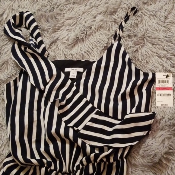 Bar III Striped Jumpsuit Blue Polish Navy M - Picture 5 of 7